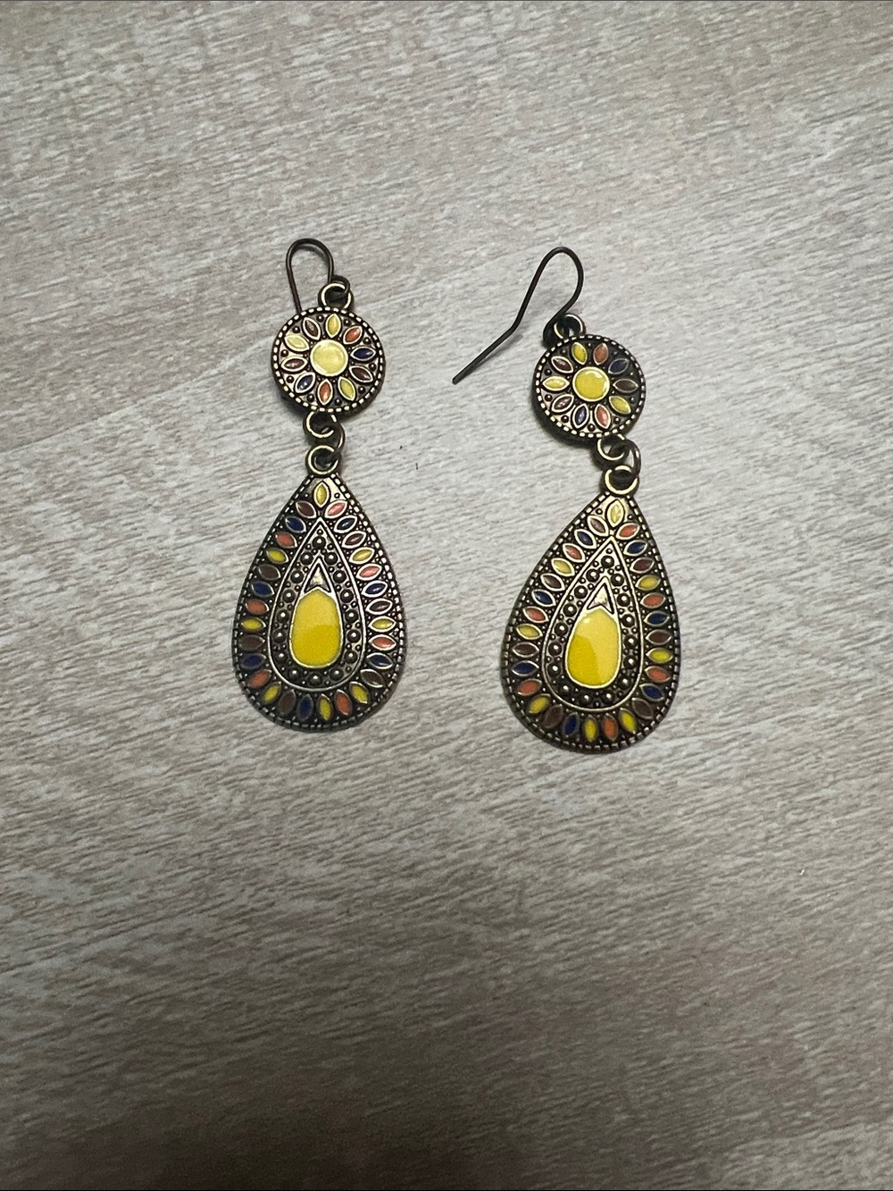 Yellow Teardrop Bohemian Dangle Earrings - Vintage-Inspired Women Jewelry